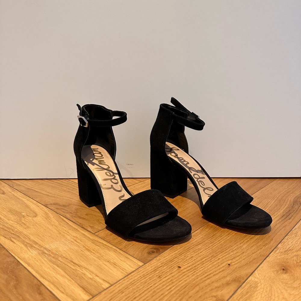 Sam Edelman Chunky Black Suede Heels